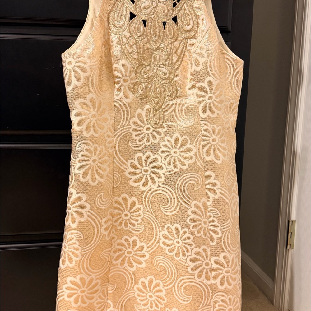 Lilly Pulitzer Gold Metallic Jacquard Party Dress